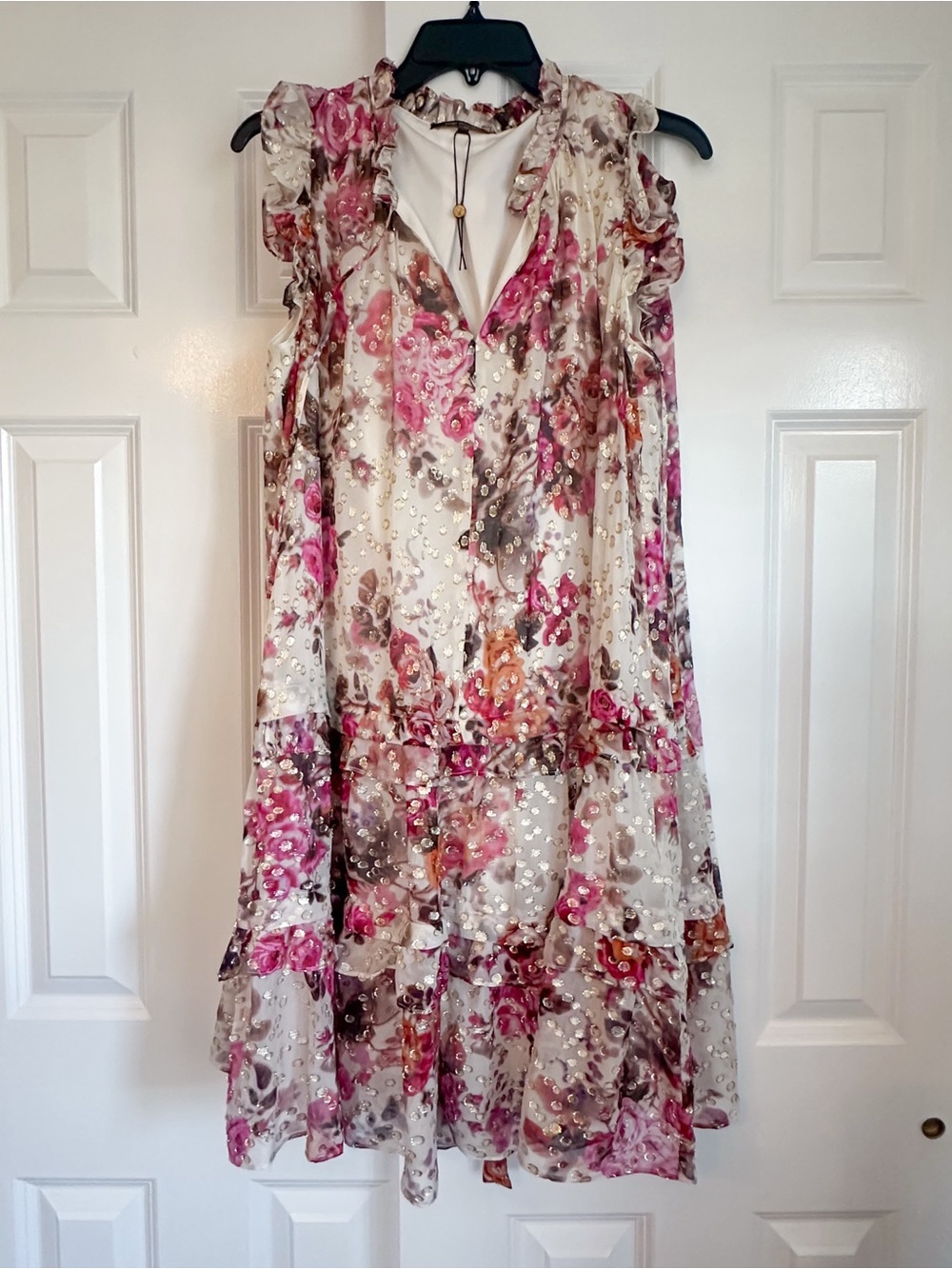 NWOT Kobi Halperin Medium Silk Blend Floral  Ruffle Midi Dress
